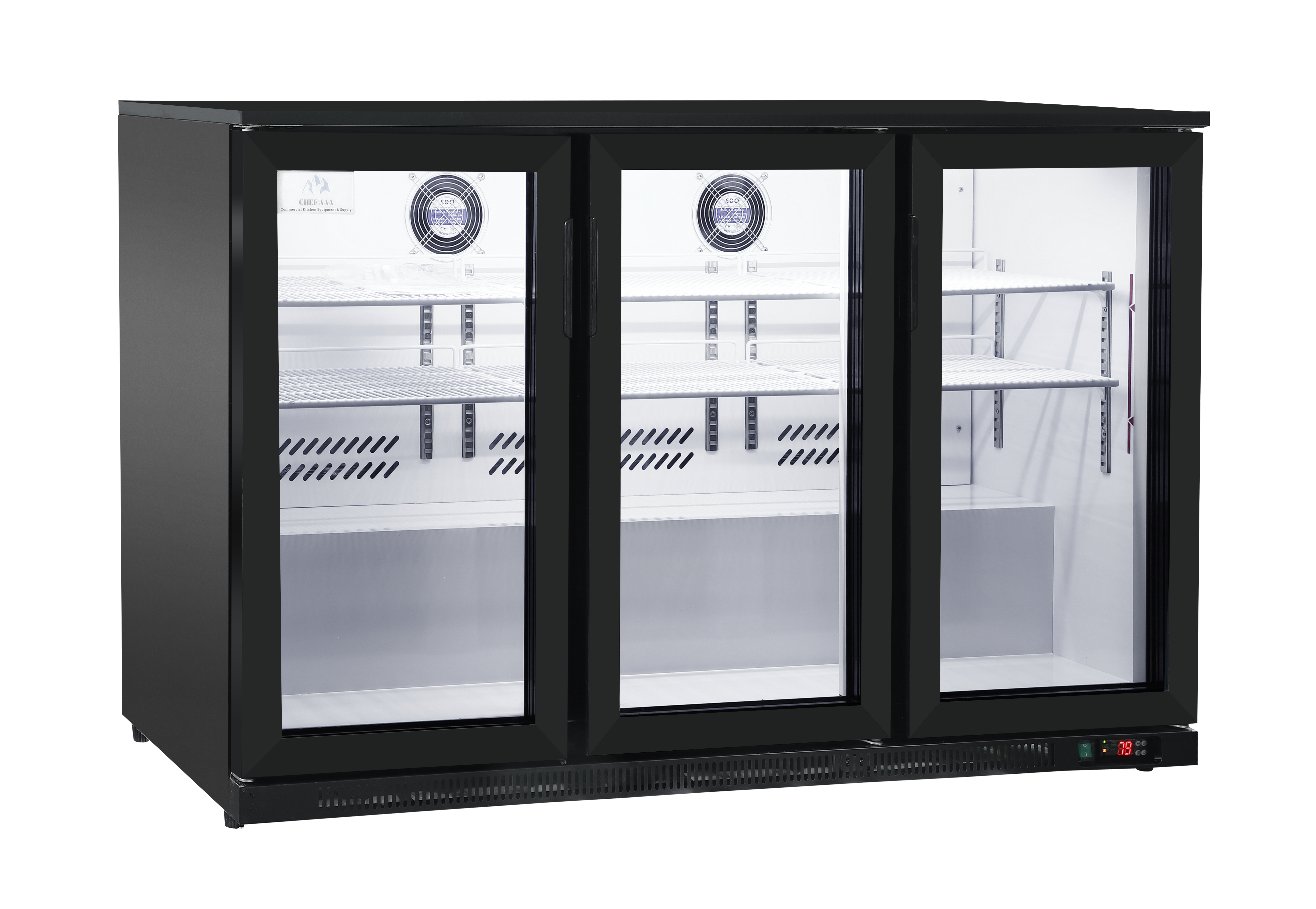 West Kitchen WBC350 53"W Back Bar Refrigerator with 3 Glass Doors
