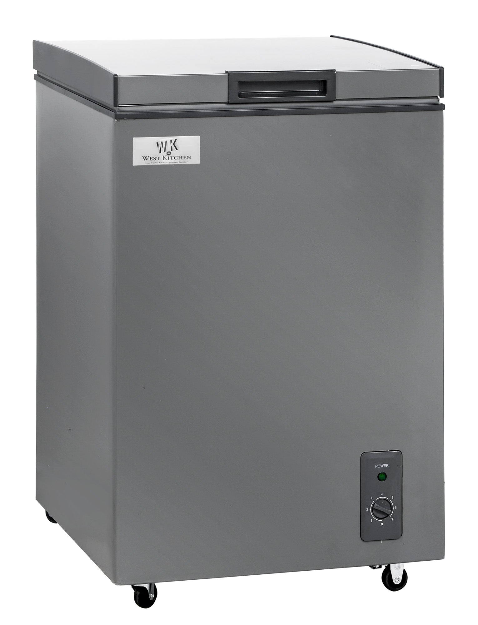 West Kitchen BD-103K 20"W Gray Chest Freezer or Refrigerator With Single Solid Lid