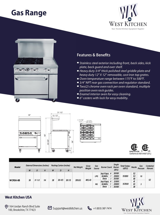 a brochure of a gas range