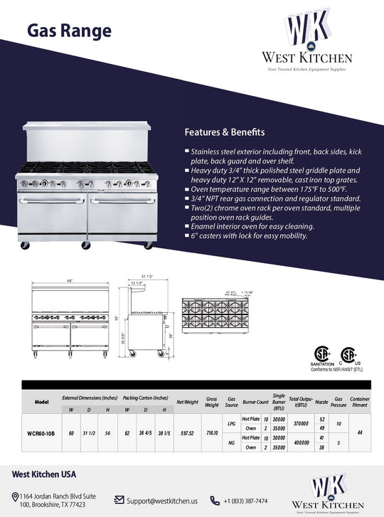 an advertisement for a gas range with measurements