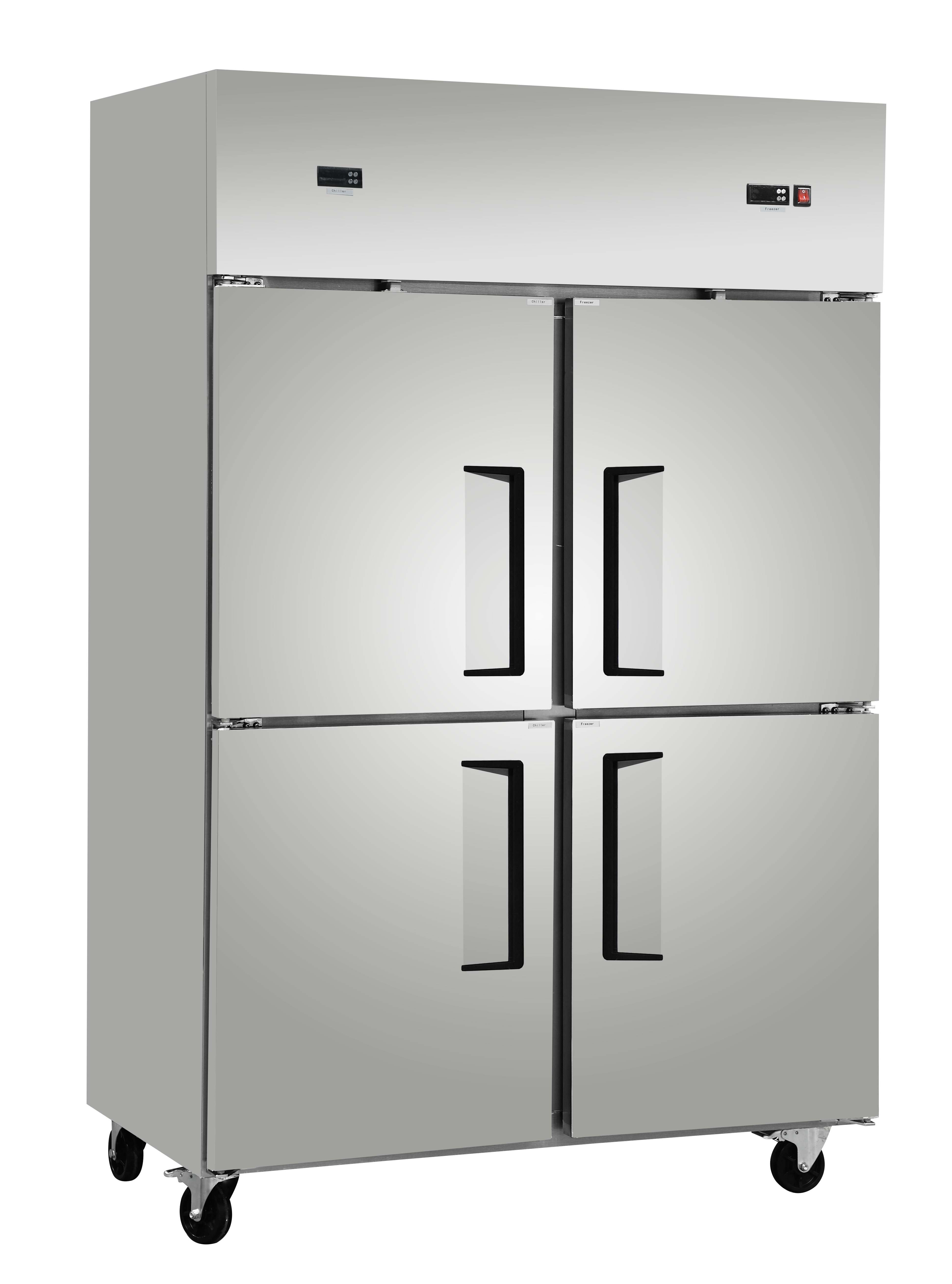 West Kitchen WSCD-880B 47"W Dual Zone Reach-In Refrigerator and Freezer with 4 Solid Half Doors
