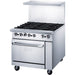 a stainless steel gas range with four burners