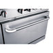 a stainless steel stove top oven with two burners