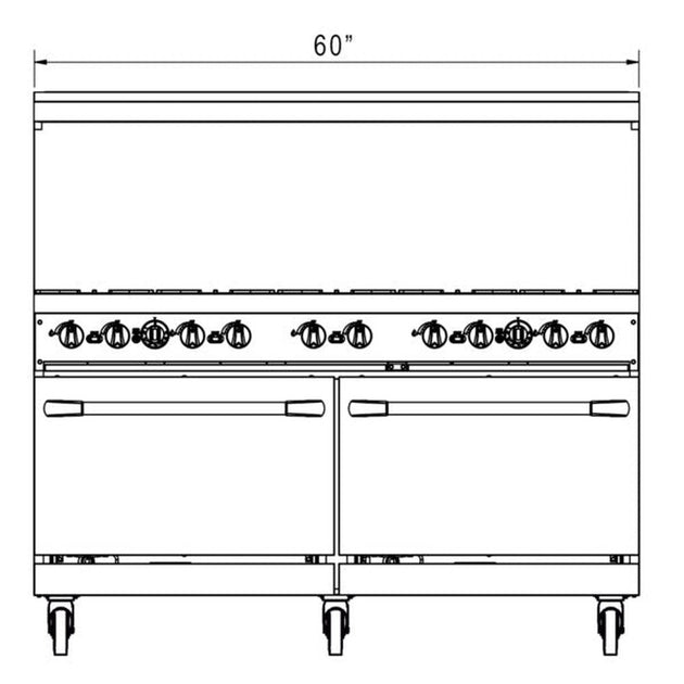 a drawing of a double oven with four drawers