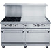 a large stainless steel oven with two burners